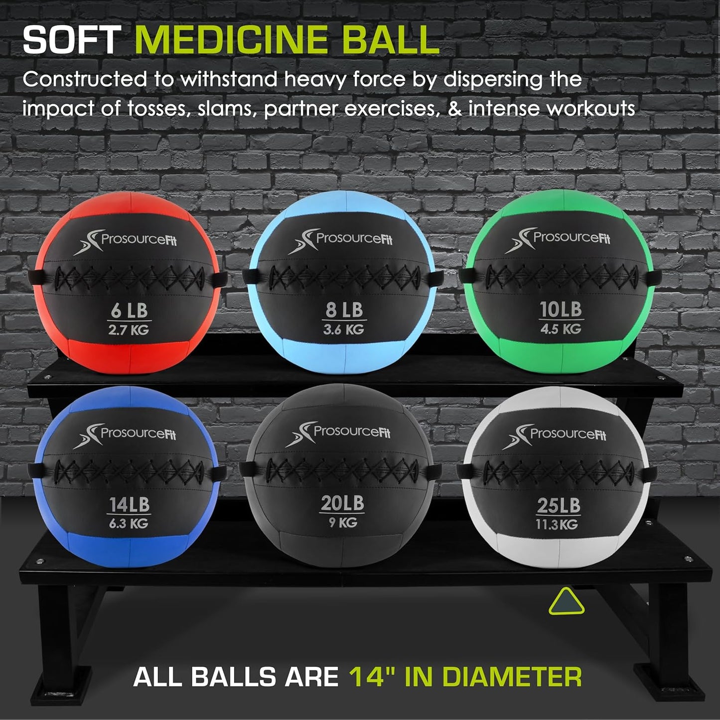 ProsourceFit Soft Medicine Balls, Wall Balls and Full Body Dynamic Exercises, Color-Coded Weights