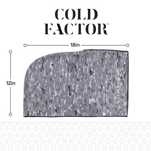 COLD FACTOR Instant Cooling Hoodie Towel (Gray Camo) | Advanced Chemical-Free Evaporative Cooling Technology | UPF 50+ & Reflective Safety | Moisture Wicking |2+ Hours of Cooling