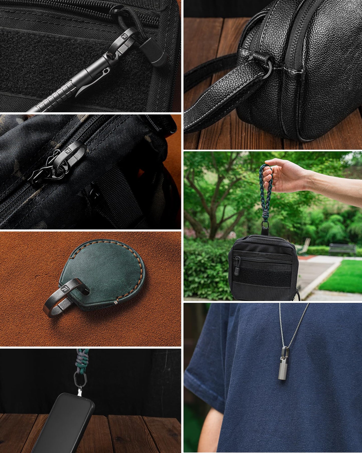 FEGVE Titanium Small Key Chain Rings, Quick Release Connecting Keychain Mini Carabiner for Keys Wristlet Bag