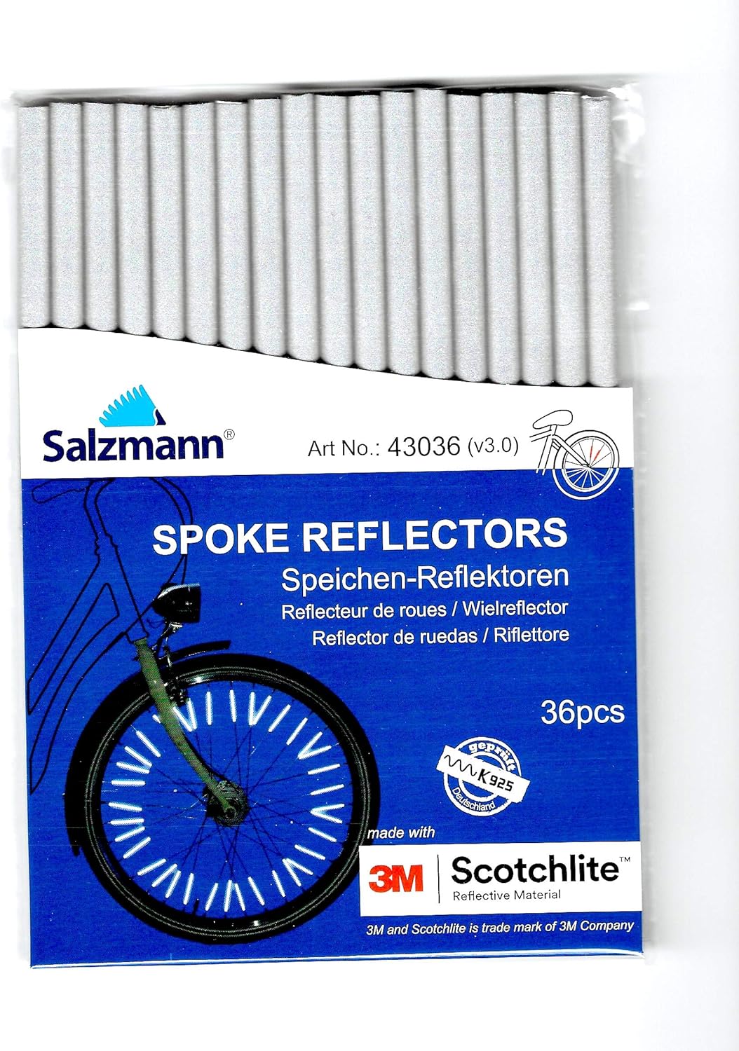 Salzmann Spoke Reflectors for Bicycles | High Visibility| Made with 3M Scotchlite | 36 Pieces