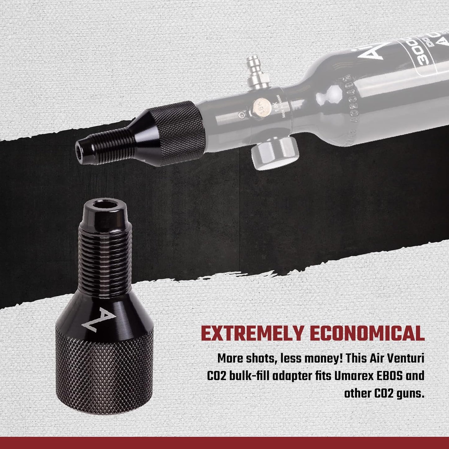 Air Venturi CO2 Bulk-Fill Adapter, CO2 Tank Adapter, BB Gun Air-Tank Adapter, Black