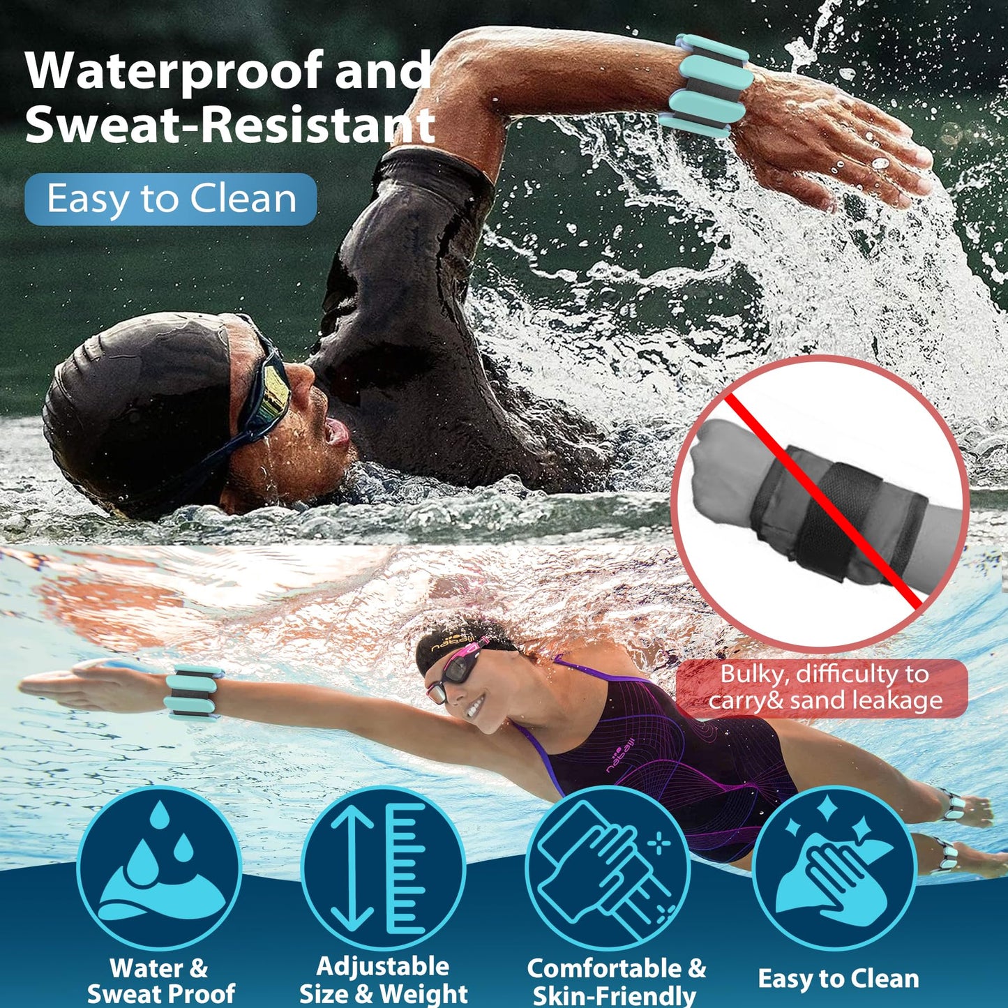 Hand Weights for Women - 1lb Arm Weights for Pilates, Silicone Adjustable Hand Weights for Women & Men, Set of 2 (1 lb Each), Ideal for Pilates Gym, Fitness, Workout, Walking, Jogging (1 Pair, Green)