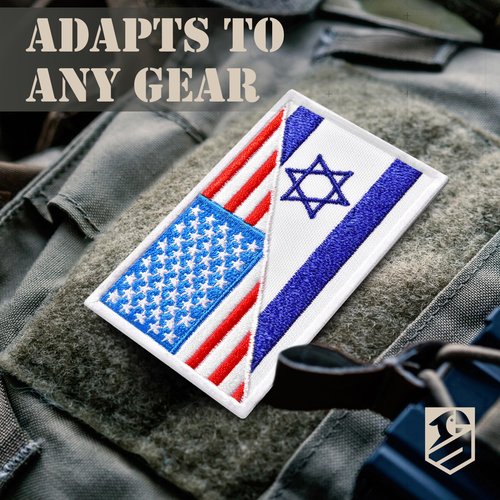 Bluyellow 2Pcs Israeli Flag American Flag Patch Set, Embroidered Hook and Loop Military Tactical Morale USA Israel Patch for Army Backpack, IDF Uniform, Tactical Vest, Helmet, Jacket, Hat, 2x3 Inches