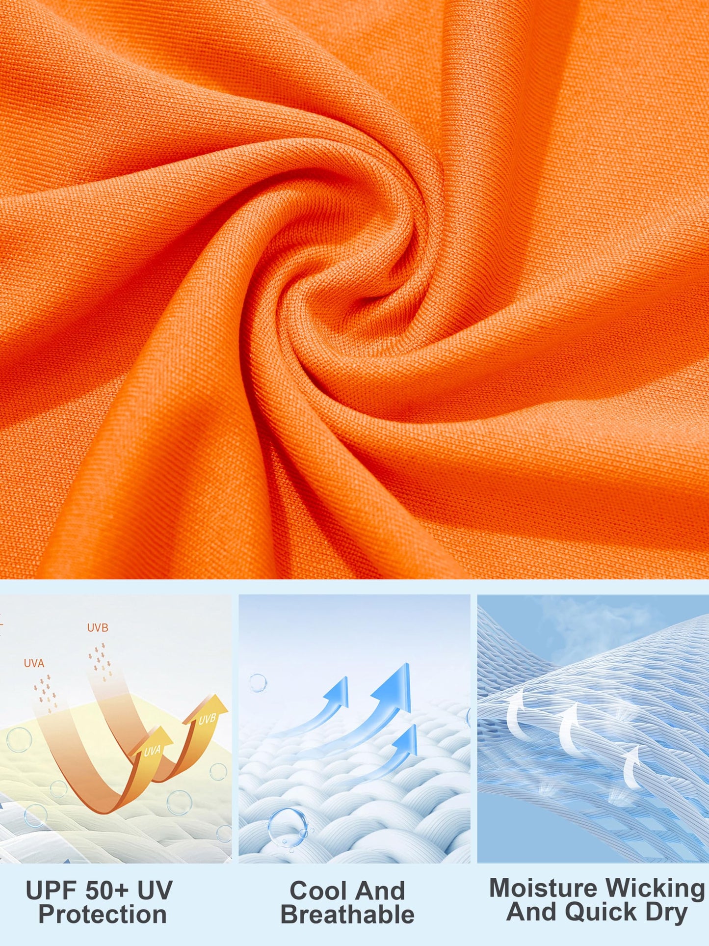 MAGCOMSEN SPF Swim Shirts for Women Long Sleeve Womens Swim Shirts UV Shirts Rash Guard Shirts for Women UPF 50+ Long Sleeve Running Shirts for Women Orange