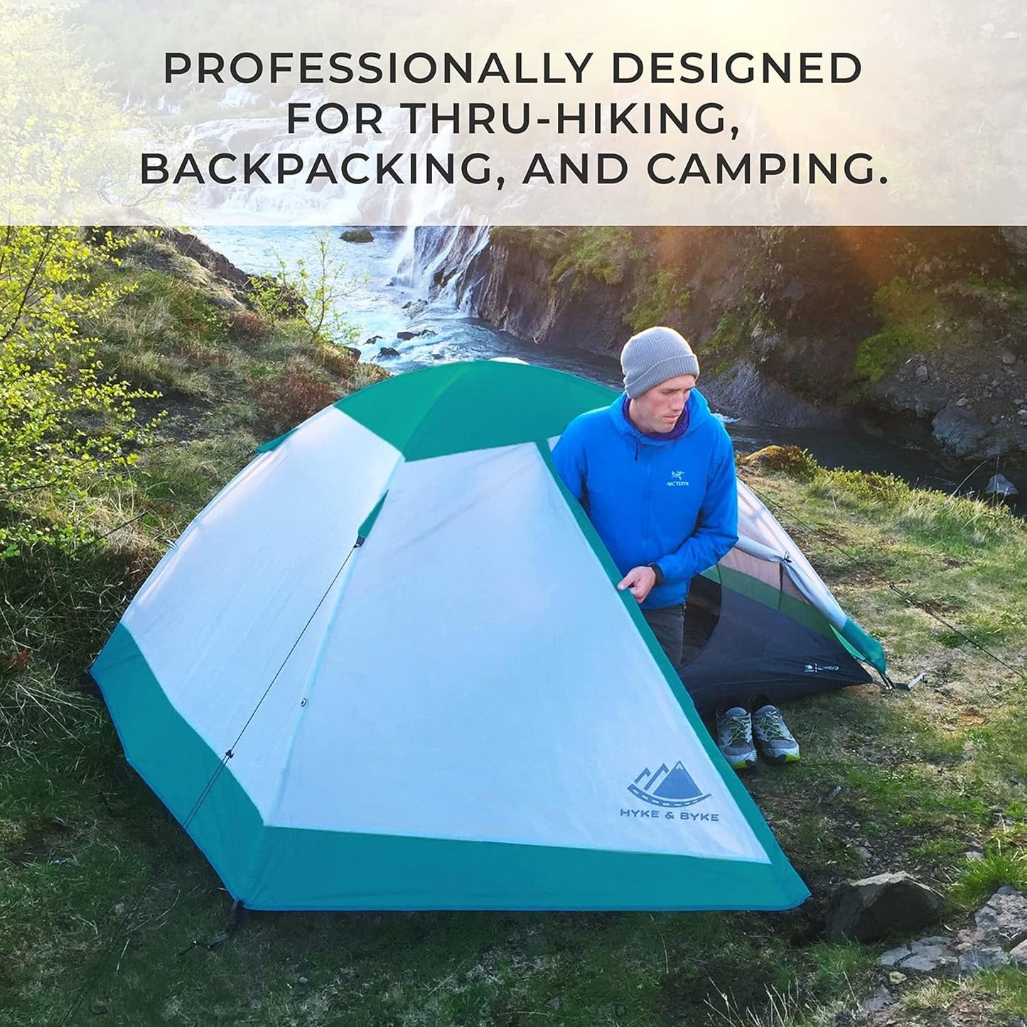 Hyke & Byke Yosemite Hiking & Backpacking Tent - 3 Season Ultralight, Waterproof Tent for Camping w/Rain Fly and Footprint - 2 Person - Lime Green