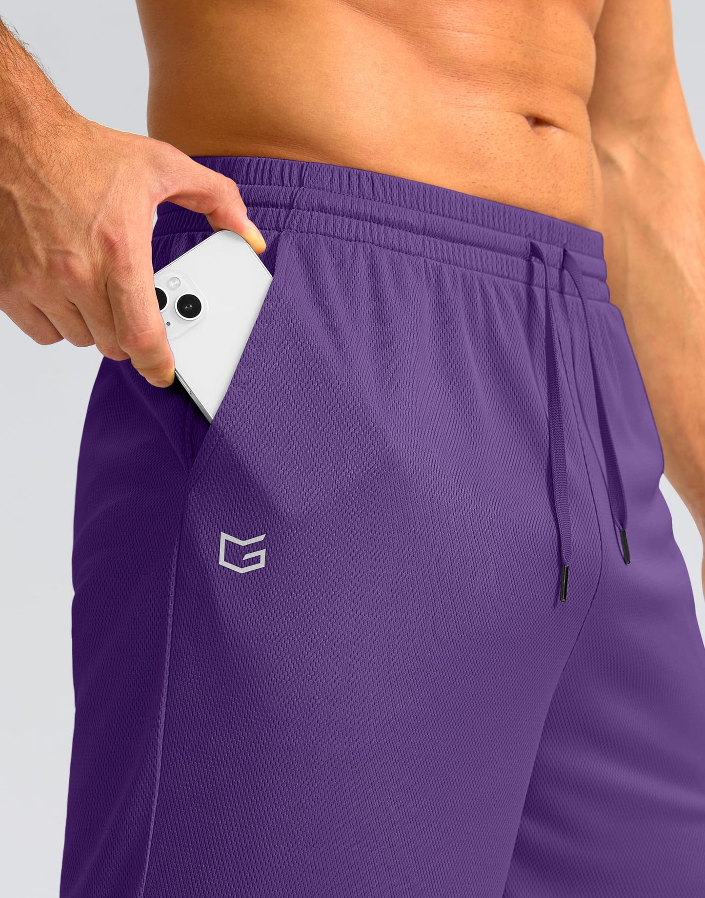 Men's Athletic Shorts with Pockets 9" / 11" Long Basketball Shorts Lightweight Quick Dry Gym Workout Shorts for Men(Purple,S)