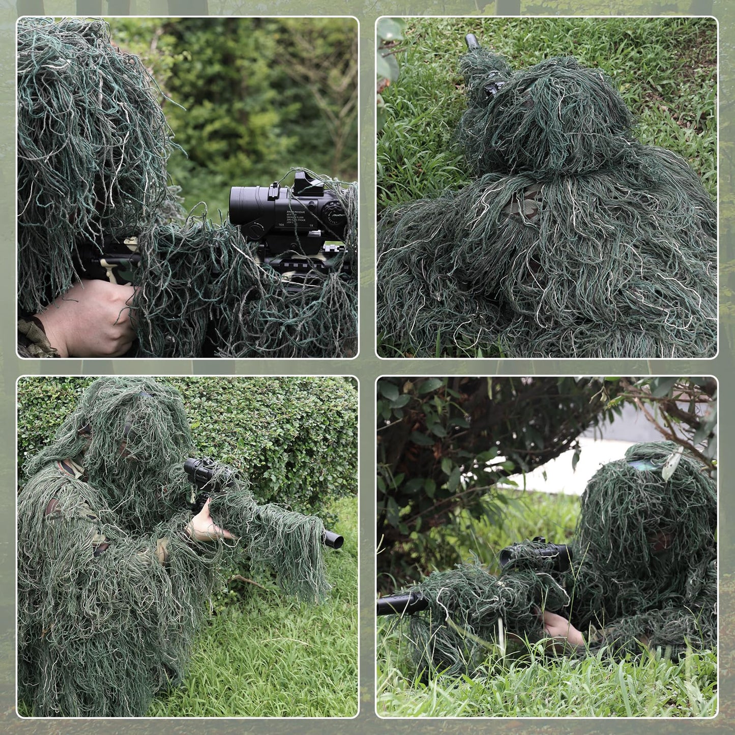 afzdby 5 in 1 Ghillie Suit,3D Camouflage Hunting Apparel Including Jacket,Pants, Hood, Carry Bag Suitable for Unisex Kids men