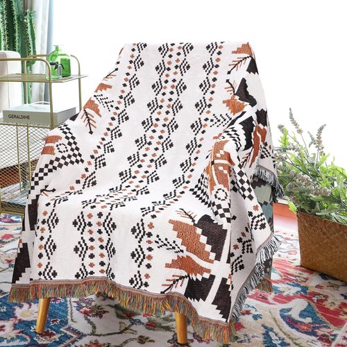 Samboo Mexican Blankets Western Home Decor, Native American Indian Woven Out Throw Blankets for Couch, Bed, Camping, Soft Lightweight Durable, for Outdoor Picnic Beach, Machine Washable, 50 x71inches