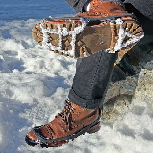 Mountain Goat Approved Shoe Chains - Snow & Ice Traction; Alt for Ice Cleats, Crampons, Spikes, Grippers; Anti-Slip, Case Hardened Steel, Comfortable, Easy Slip-On (1 Pair)