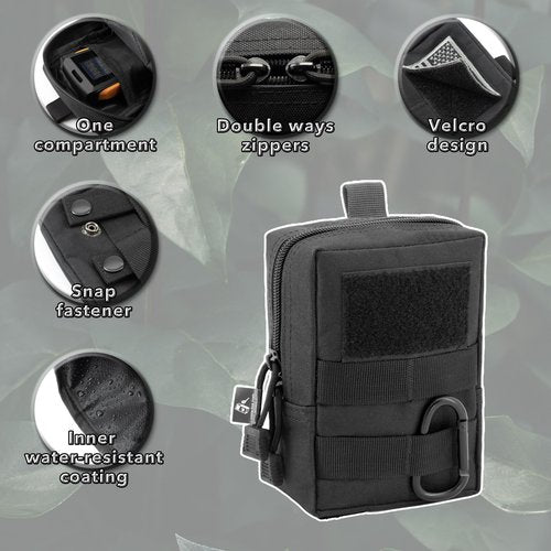 Little Fire Craft Molle Pouch Tactical Compact Water-Resistant Military Utility EDC Pouch Bag Camping Gear Pouch (Black)