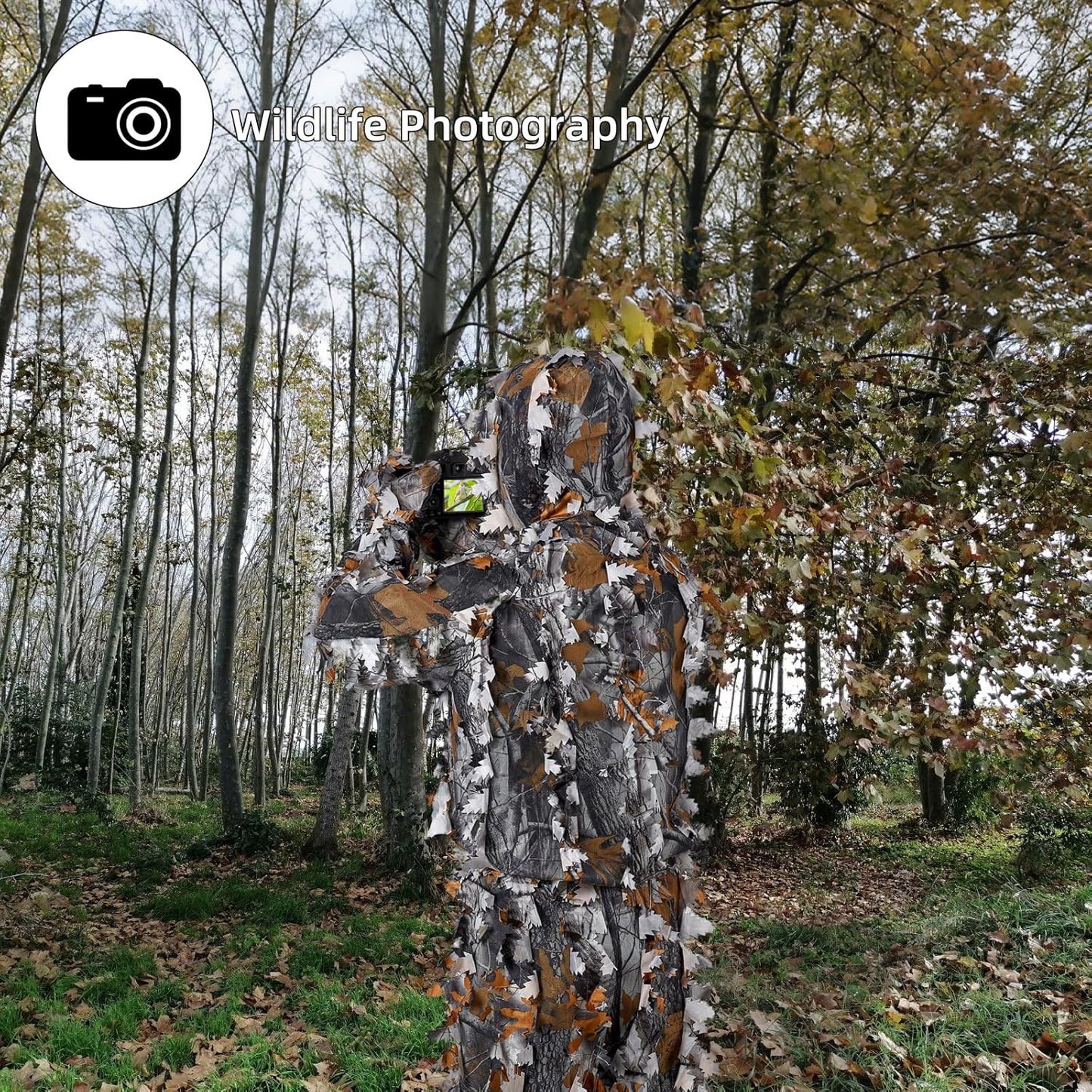 Zicac Outdoor Camo Ghillie Suit 3D Leafy Camouflage Clothing Jungle Woodland Hunting