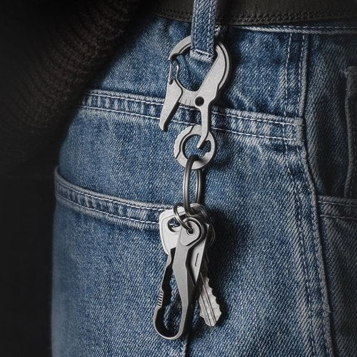 TIMULTI Titanium Carabiner Keychain Clip, EDC Key Carabiner, Mens Quick Release Key Ring Holder with Bottle Opener, Key Chain Hook