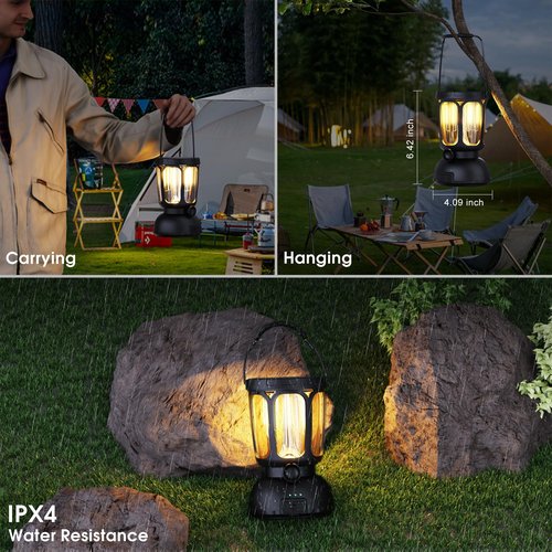 Mesqool Lanterns for Power Outages LED Camping Lantern Rechargeable Battery Powered Solar Hand Crank