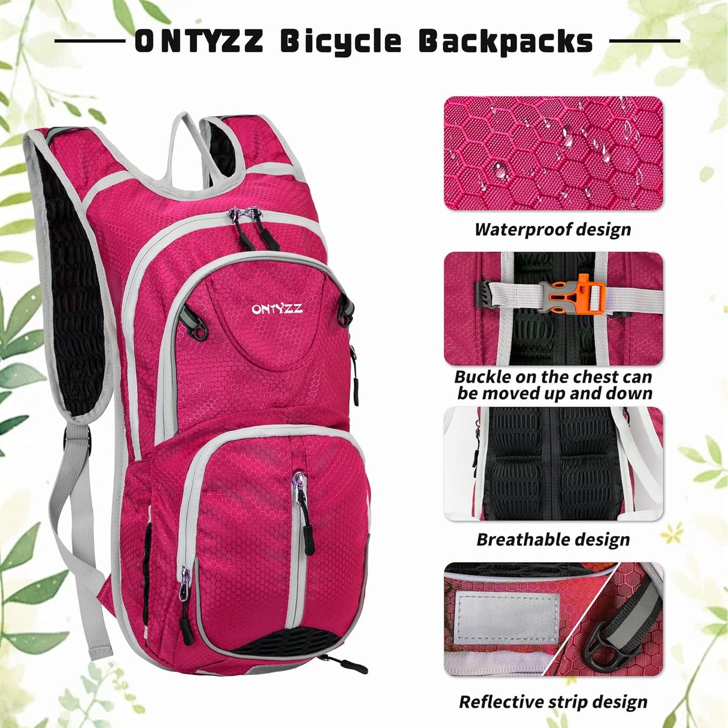 ONTYZZ Bicycle Backpack 12L Unisex Nylon Waterproof Bicycle Shoulder Rucksack Travel Backpack