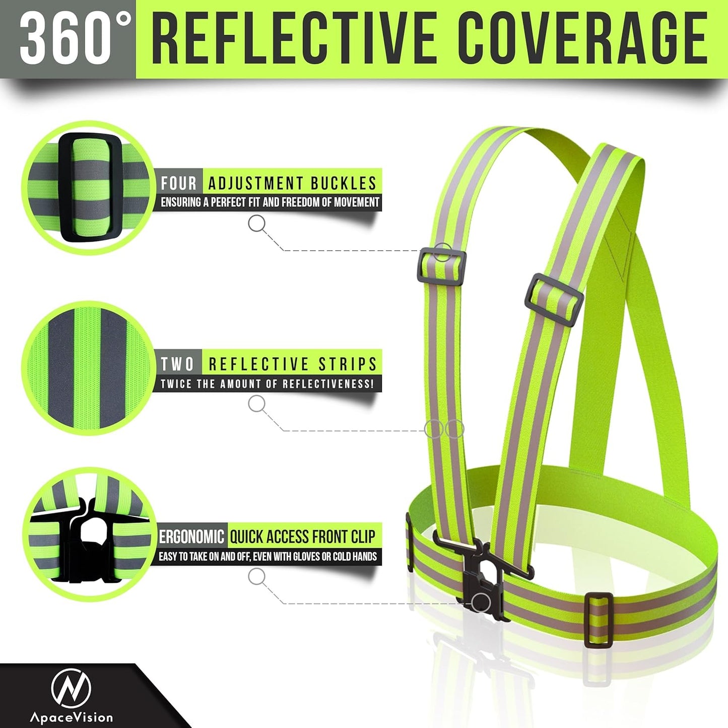 Reflective Vest (2 Pack) Lightweight, Adjustable & Elastic Safety & High Visibility for Running, Jogging, Walking, Cycling