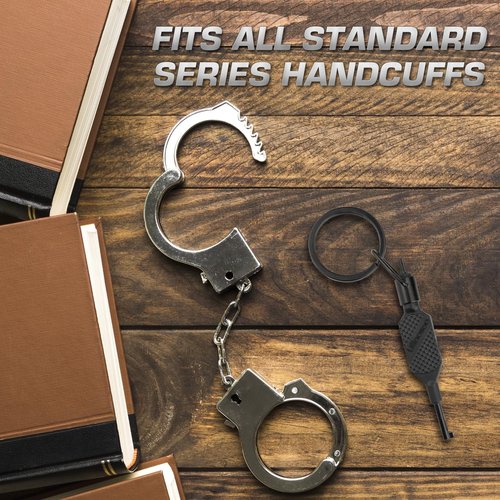Ullnosoo Handcuff Key, 2 Pcs Standard Hand Cuff Key for Law Enforcement Accessories, Police Gear, 4" Flat Knurled Swivel Key with Detachable Keyring