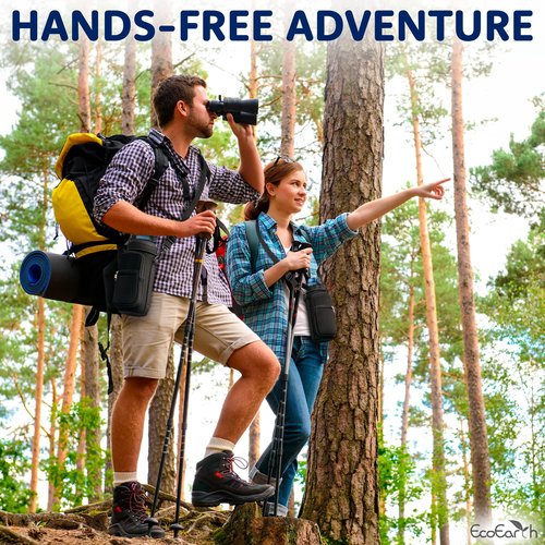 EcoEarth - Water Bottle Carrier Bag - 25 oz, Black - Hiking & Daily Use - Phone & Essentials Pocket - Padded Shoulder Strap