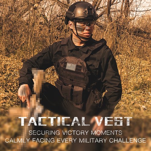 STORM FOCUS Tactical Vest for Men and Military Vest - Black Airsoft Tactical Vest Plate Carrier - Airsoft Plate Carrier Adjustable Modular Paintball Vest-Fit Adult Outdoor Cosplay