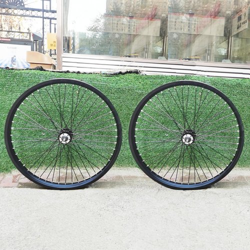 DONSP1986 26 inch x 1.85" Heavy Duty Bike Rim Wheel Set, 12 Gauge 48 Spokes Wheelset, Double Wall Aluminum Alloy 26" Bicycle Wheels Rims (Front & Rear) (Black) Disc Brake