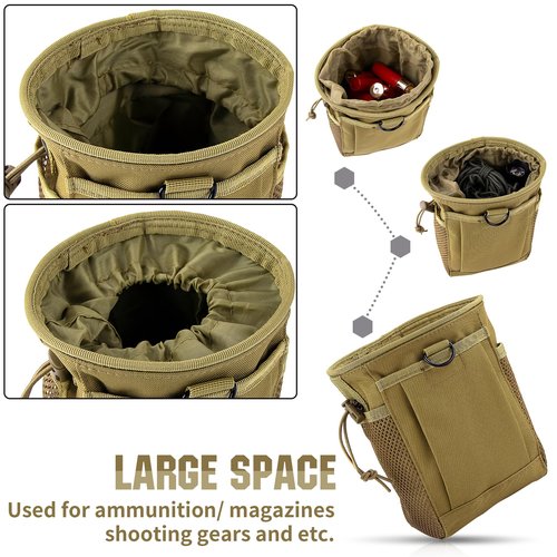 bvya Tactical Molle Drawstring Dump Pouch Magazine Ammo Pouch Utility Hip Belt Waist Bag with D-Ring for Outdoor Supplies