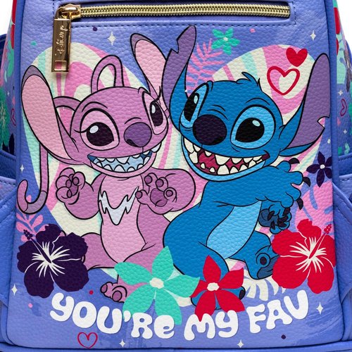 Wondapop Stitch and Angel 11" Vegan Leather Fashion Mini Backpack