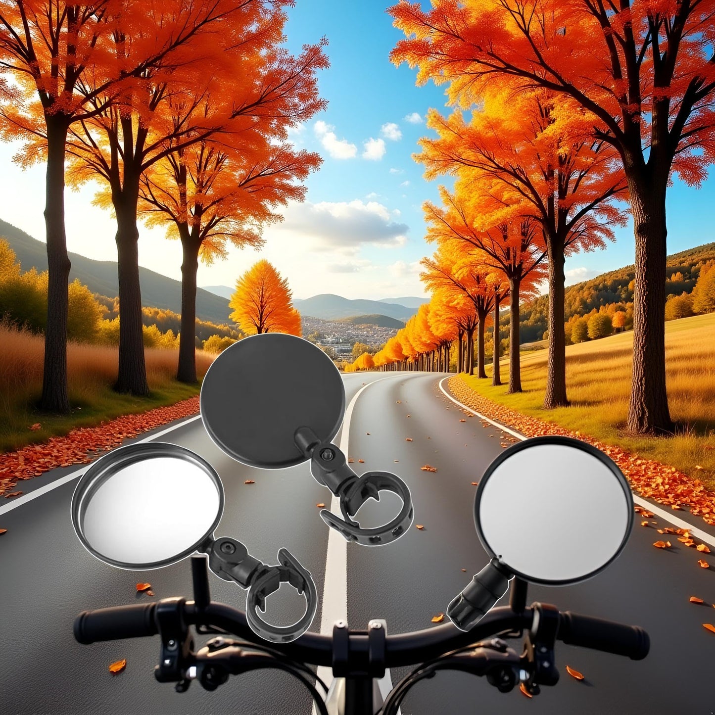 2Pcs Black Adjustable Rear View Mirror for Bikes, Universal Rearview Mirror for Handlebars, Wide Angle Acrylic Convex Safety for Adult Bikes/Kids/Road/Mountain Bike, Cycling Accessories