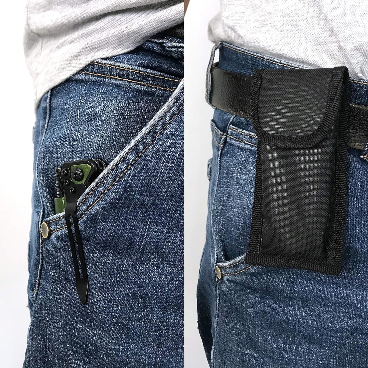 ALBATROSS 6-in-1 Survival Tactical Military Folding Pocket Knives with LED Light,Seatbelt Cutter,Glass Breaker,Magnesium Fire Starter,Bottle Opener;Multi-Function Emergency Tool(Black)