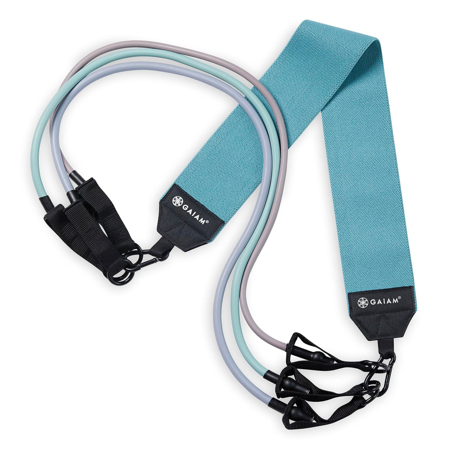 Gaiam Squat Band & Hip Trainer Set - Fabric Resistance Band with 3 Adjustable Resistance Tubes, Home Gym Equipment to Exercise Thigh, Leg, Hip, Glute, Booty & Core - Home Gym & Travel Workout Bands