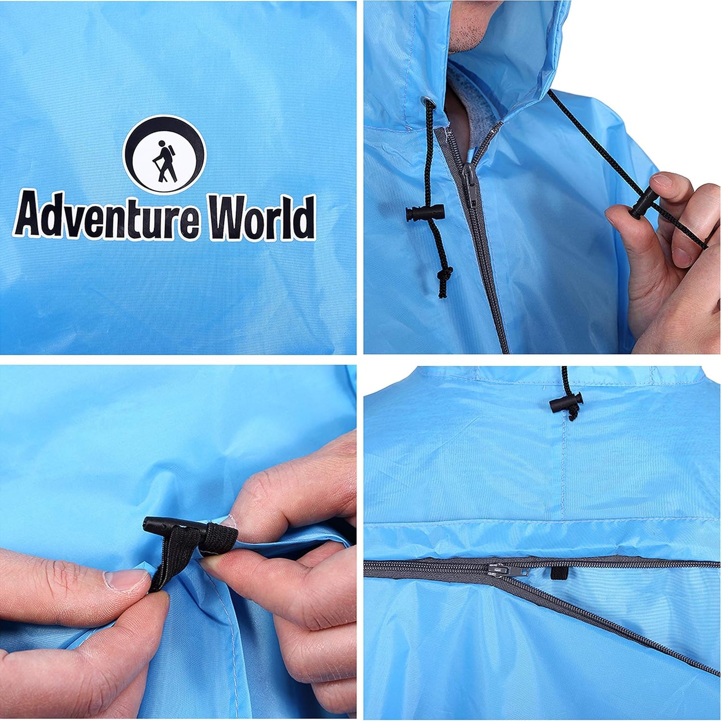 Adventure World Globotrekker Backpack Poncho Lightweight Waterproof Rain Poncho for Hiking, Camping, Travel & Outdoor Use