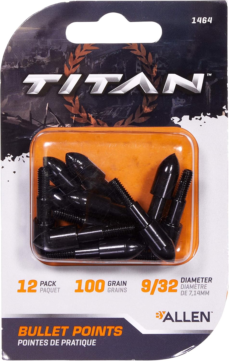 Allen Company Archery Bullet Points - Soft Arrow Tips for Target Practice - Screw-On Design - Reduces Wear and Tear on Targets - Multiple Sizes/Grain - 12-Pack - Black