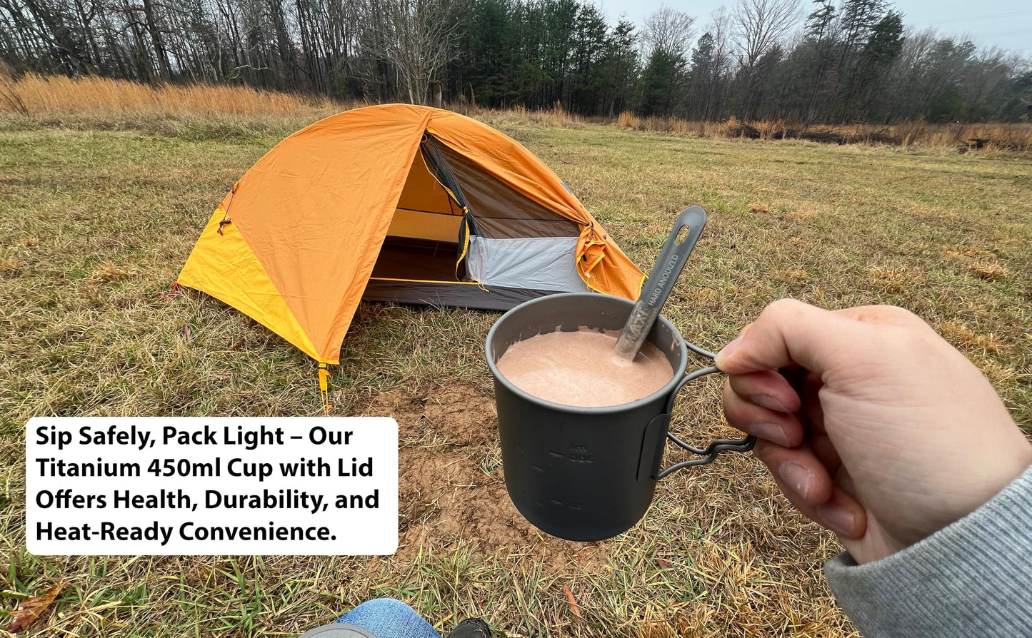 Portable 450ml Titanium Mug with Lid - Ideal for Outdoor Adventures