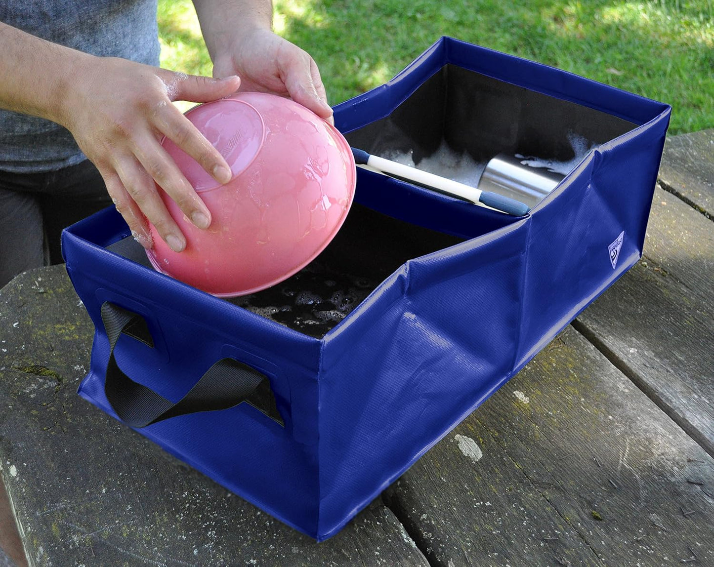 Seattle Sports Outfitter Class Collapsible Square Pack Sink Dish Wash Basin for Camping, Blue