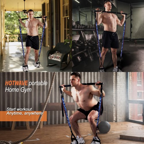 HOTWAVE Resistance Bands for Portable Gym,Push Up Board and Pilates Bar Replacement Backup Exercise Band. Safety Cloth Cover,Squat Workout,Strength Training Fitness Accessories