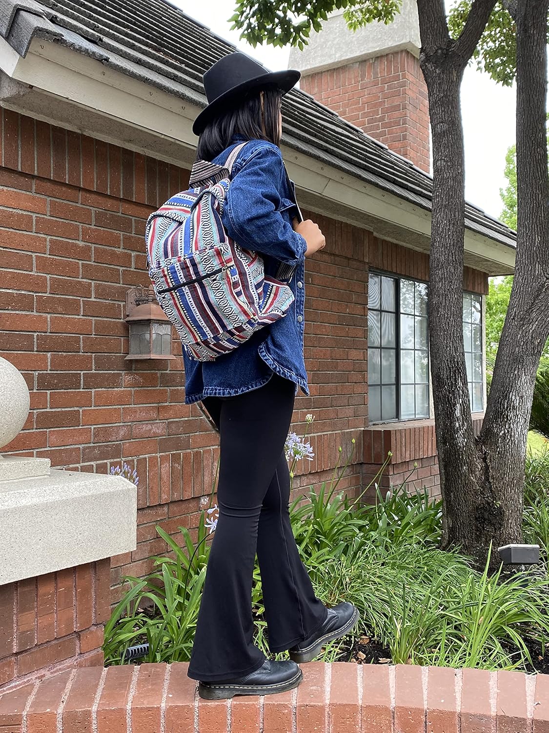 Original Collections Unisex Blue Woven Cotton Ethnic Hippie Backpack or Daypack