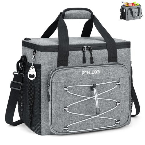 RealCool Soft Cooler Bag 35/45Can, Collapsible Cooler Insulated Leak Proof, Large Lunch Box for Men Women, Soft-Sided Cooler for Picnic, Grocery, Beach, Camping, Travel