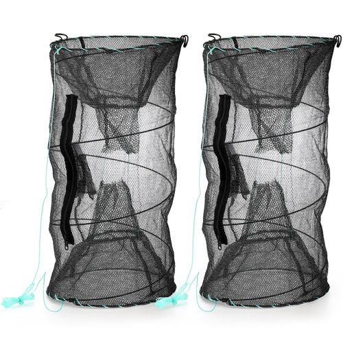 ZENFUN 2 Pcs Fishing Bait Trap, Crab Traps Minnow Traps, Crawfish Trap, Collapsible Net, Foldable Fishing Net Portable Folded Fishing Accessories