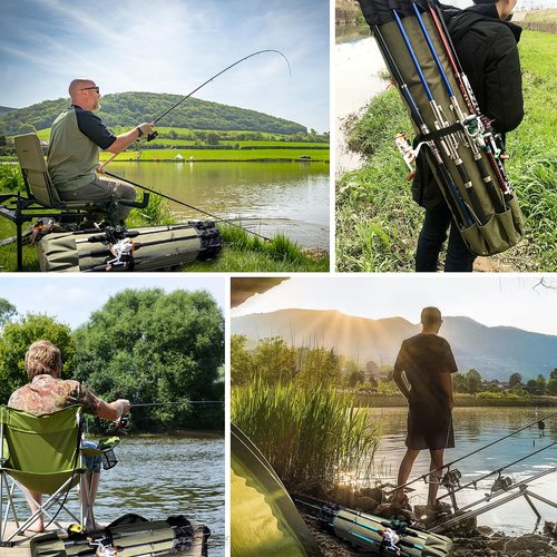 ReeMoo Fishing Rod Bag Fishing Rod Case Portable foldable Fishing Pole Bag Large Capacity Fishing Rods and Tackles Storage Bag Holds 5 Poles