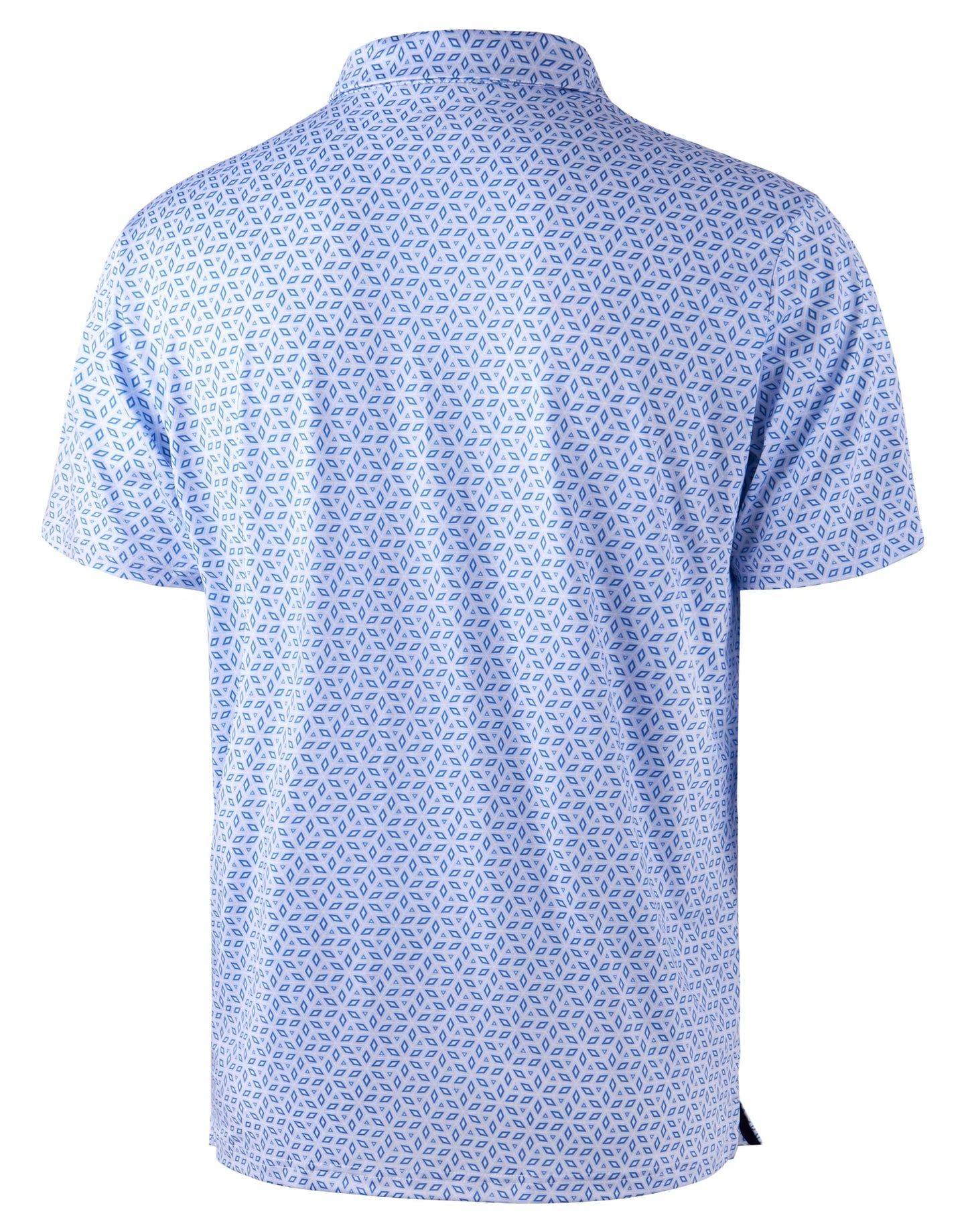 Obla Mens Golf Polo Shirts Short Sleeve Dry Fit Performance Moisture Wicking Casual Print Collared Golf Shirts for Men (Light Blue Diamond_L)