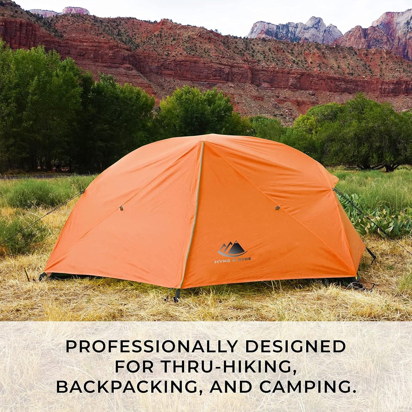 Hyke & Byke Zion Hiking & Backpacking Tent - 3 Season Ultralight, Waterproof Tent for Camping w/Rain Fly and Footprint - 1 Person - Orange