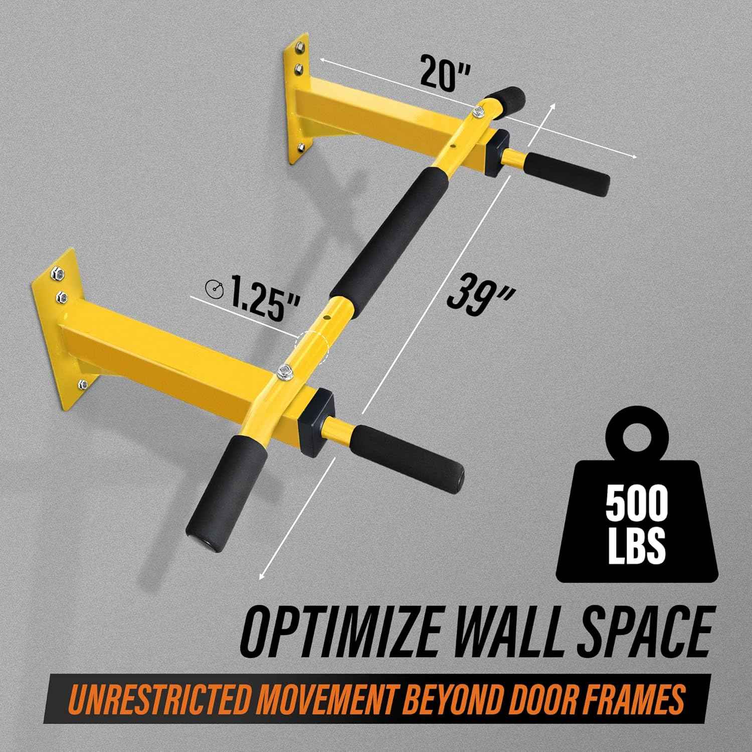 Wall Mounted Pull Up Bar - Multifunctional Home Gym Strength Training Equipment