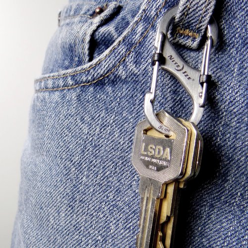 Nite Ize S-Biner SlideLock Stainless Steel - Secure Key Holder Carabiner with SlideLocks - Key & Keychain Organizer - Lockable Carabiner for Daily Use - 10lb Weight Rating - Size 2, Stainless (5 Pack)