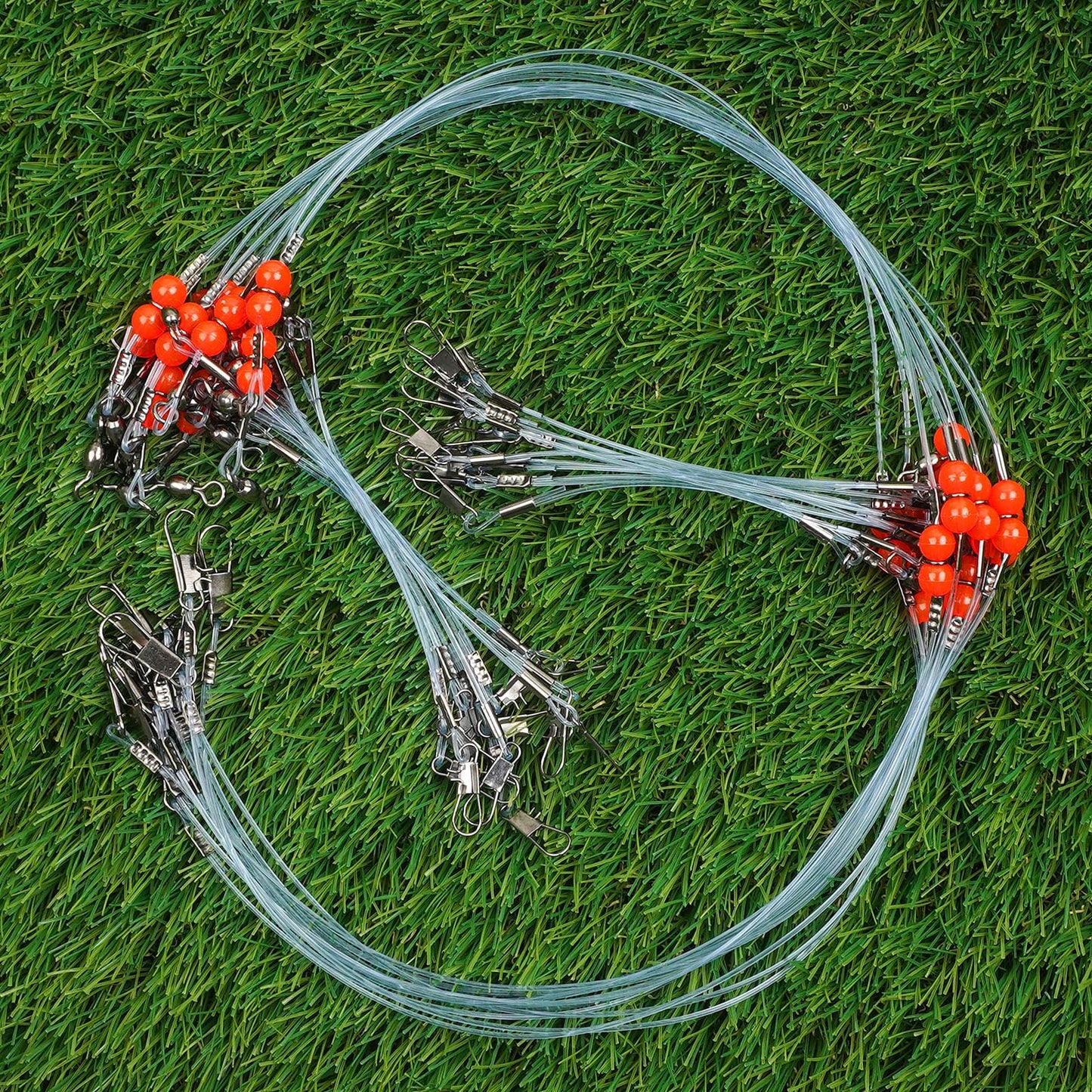 Fishing Leaders Saltwater Tackle Surf Fishing Rigs High Strength Fishing Wire Leader Line Rig with Swivels Snap for Lures Bait Hooks (2 arm, 12pcs, Blue Nylon)