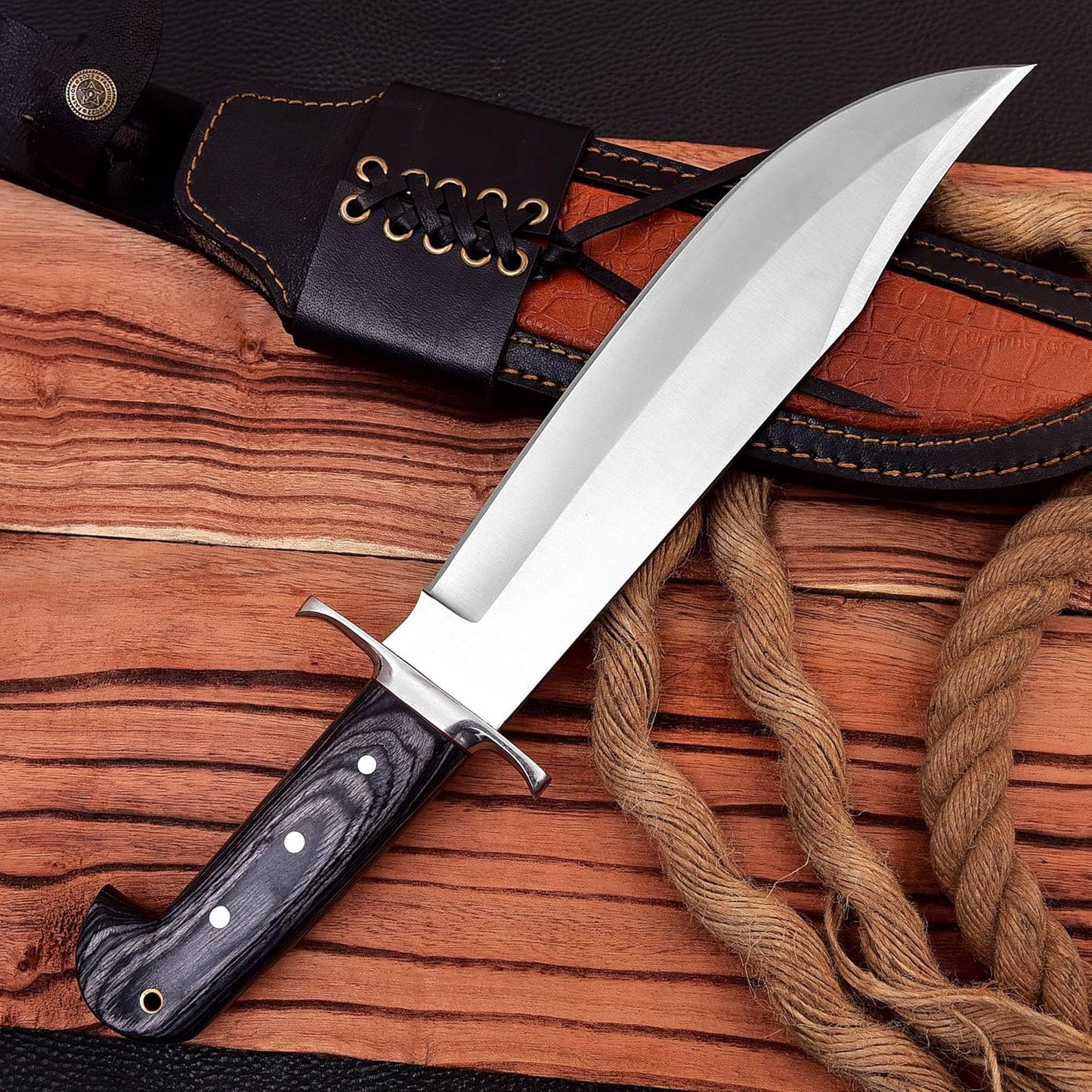 Custom Handmade D2 Steel 15.00 Inches Hunting Knife - Beautiful Rose Wood Handle (REG -1118)