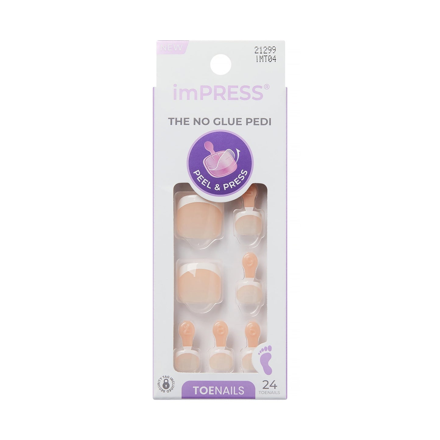 Blanc Chic Press-On Toenails | Beige Short Squoval | 24 Count KISS imPRESS