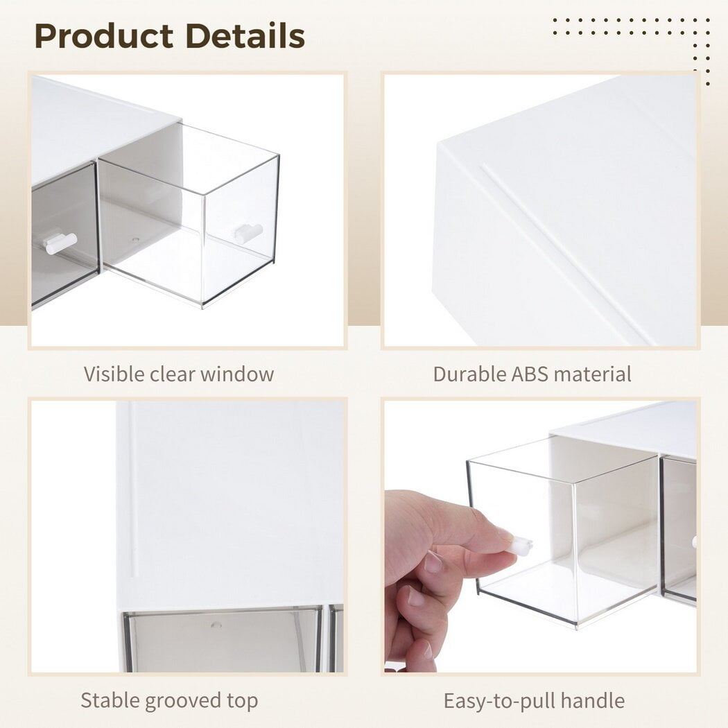 Clear Stackable Storage Drawers | 3-Drawer Bathroom Organizer for Makeup