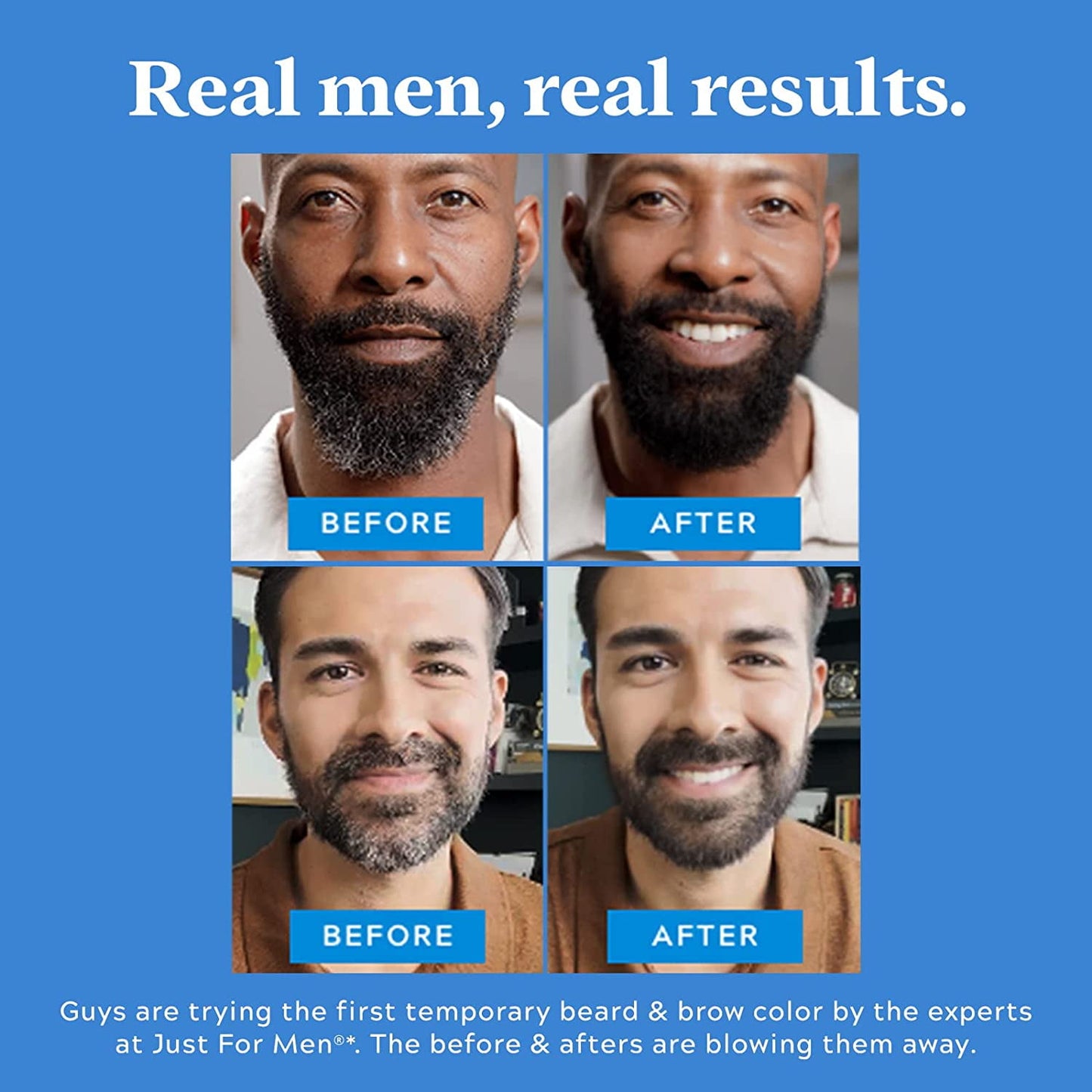 1-Day Beard & Brow Color | Temporary Dye for Men | Medium Brown, 30 Uses
