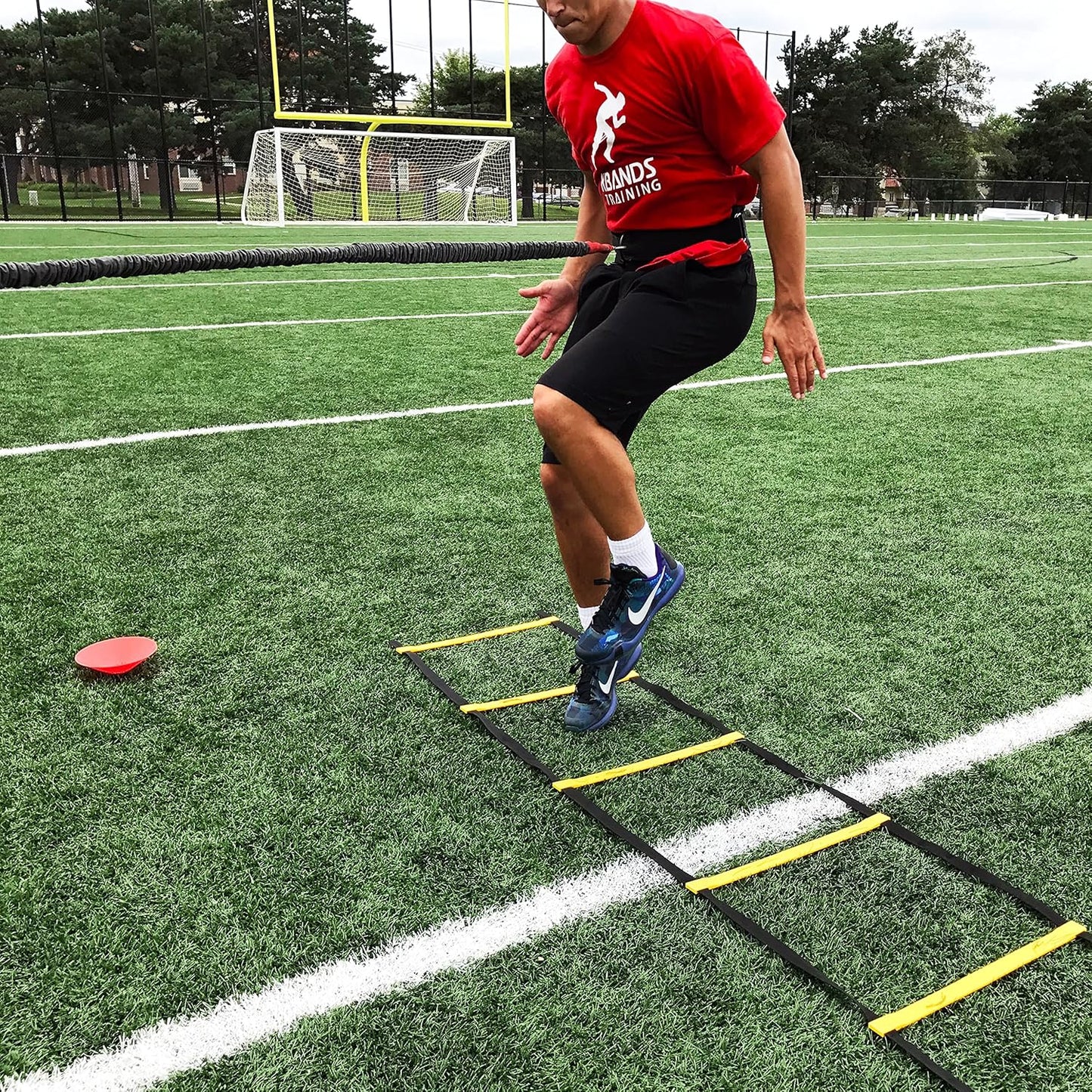 Speed Reactive Stretch Cord with Adjustable Belt & Anchor Strap - Dual Resistance for Overspeed Training