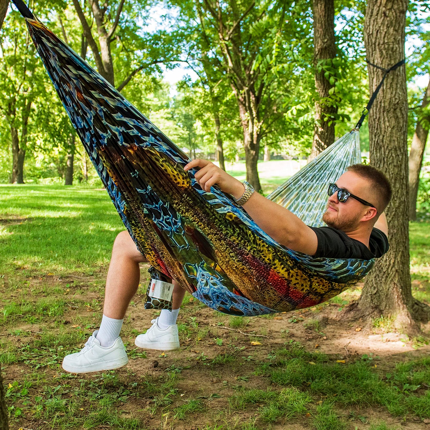 Equip Outdoors Portable Camping Hammock, Hanging Kit Included, One Person Photo Real Hammock, Trout, 108" L X 56" W