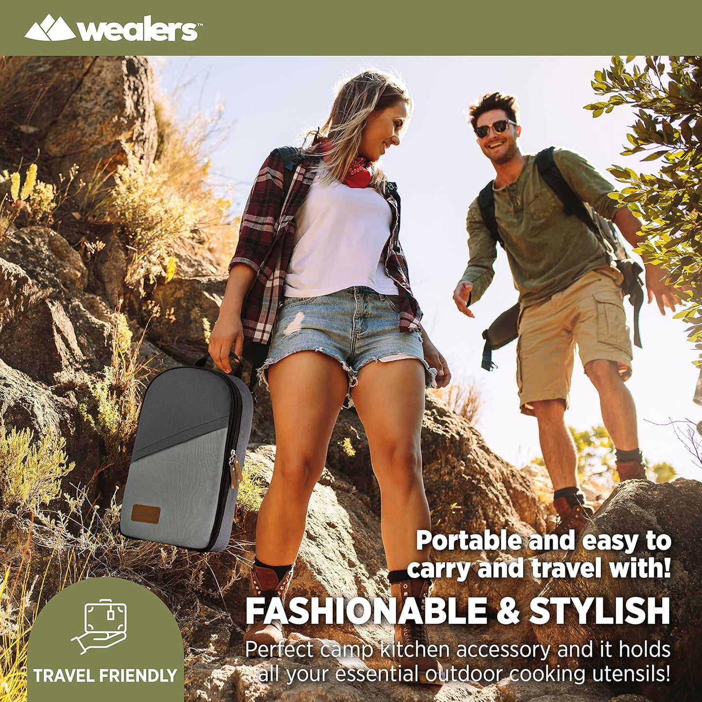 Portable Camp Kitchen Utensil Set - Compact BBQ Accessories & Travel Organizer for Hiking & Backpacking