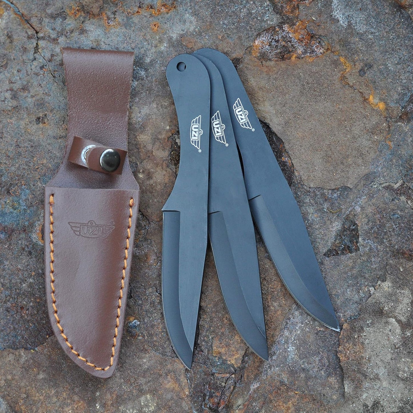 Uzi UZK-FDR-009 Covert Folding Knife with Straight Edge Stainless Steel Blade and Aluminum Handle with Metal Clip and Spring Assist, Survivor Tool, for Outdoor Trips, Camping, Fishing, Hunting, Black